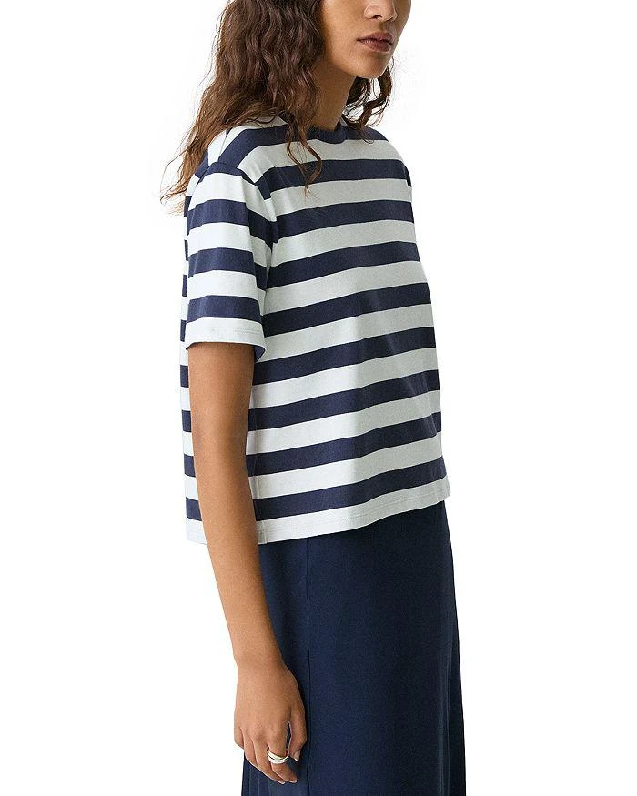Theory Boxy Crewneck Tee in Striped Cotton 4