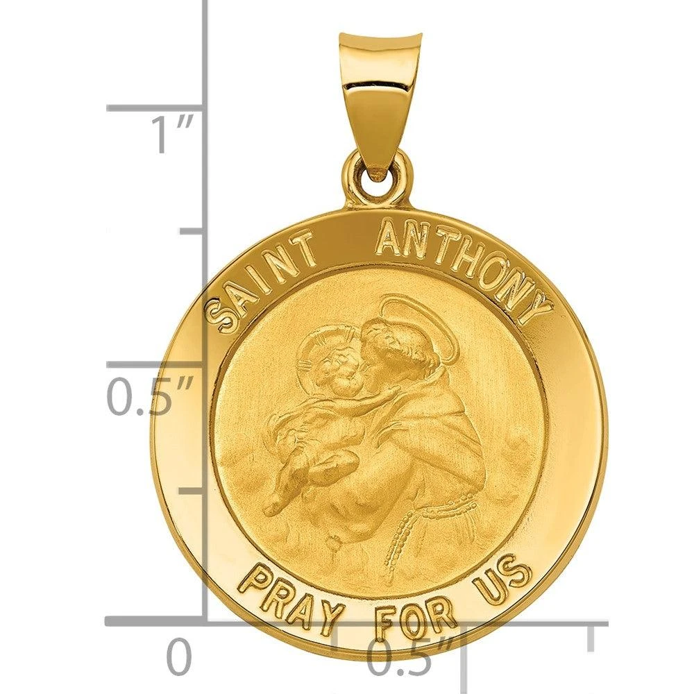 Diamond2Deal 14k Yellow Gold Saint Anthony Medal Hollow Pendant 3