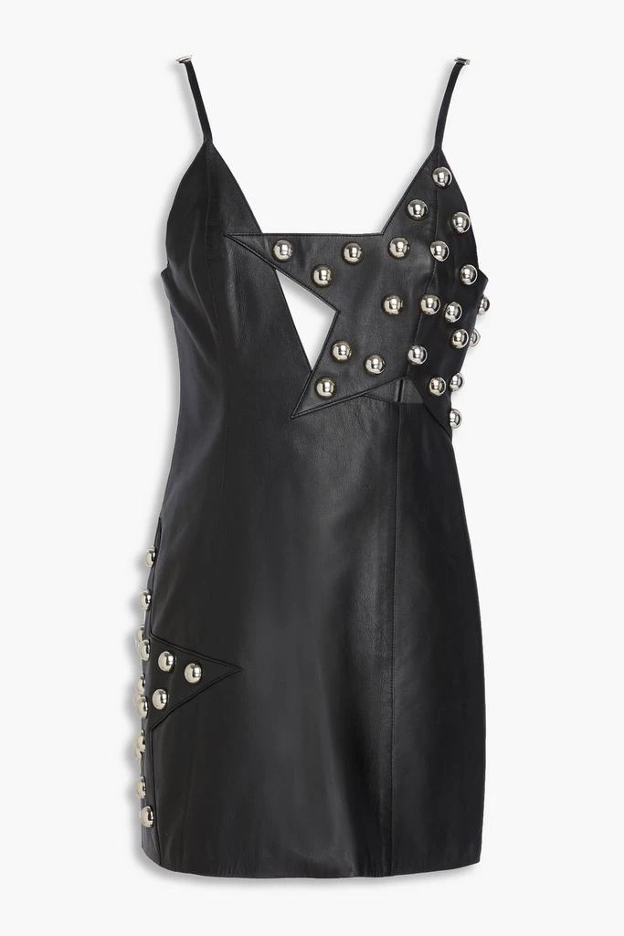 AREA Cutout studded leather mini dress 1