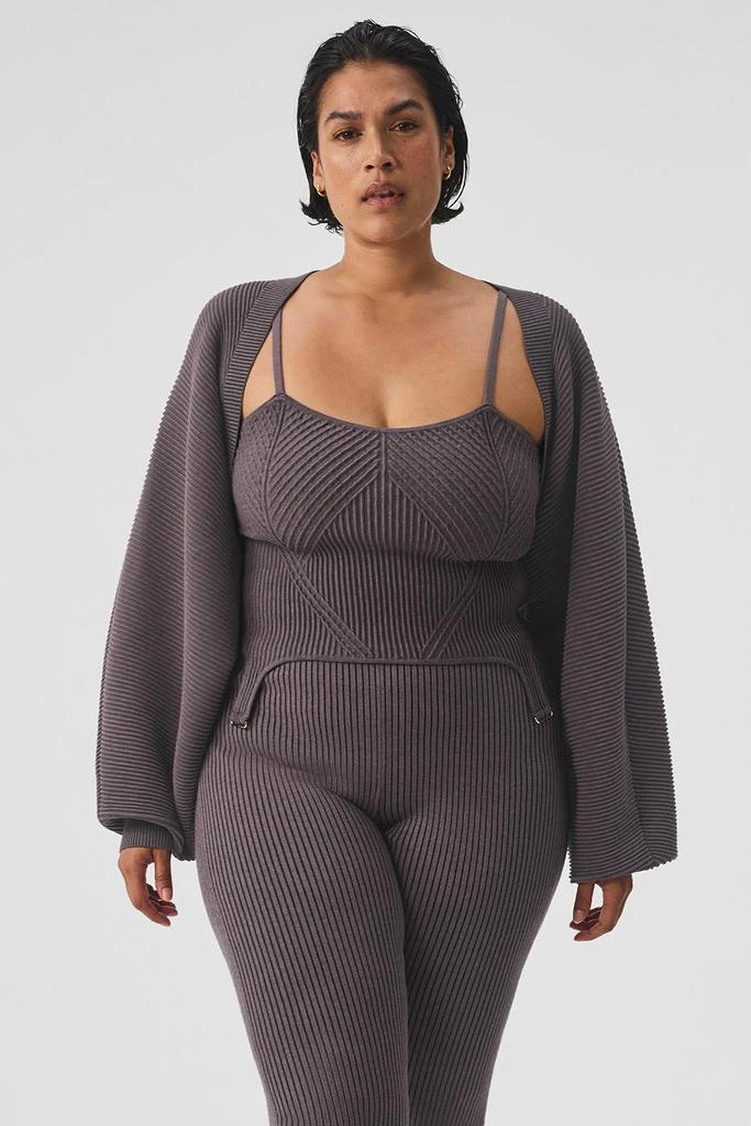 Alo Denim Knit Shawl - Raisinette/Black 5