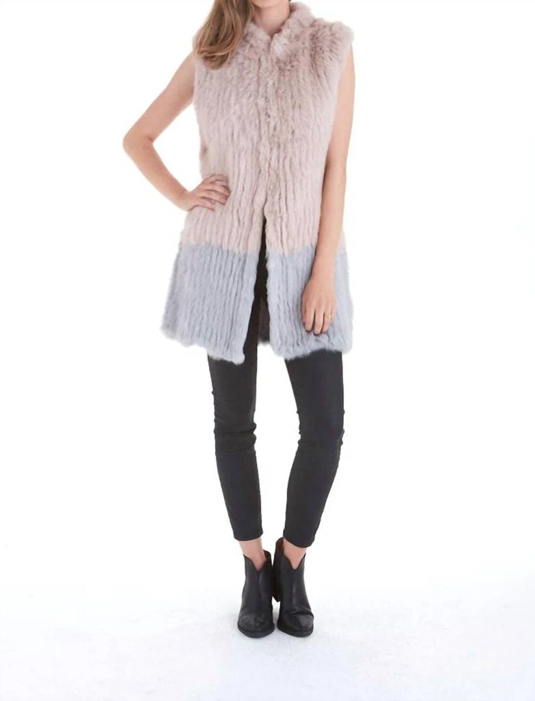 Love Token Alexa Fur Vest In Blush/grey 1