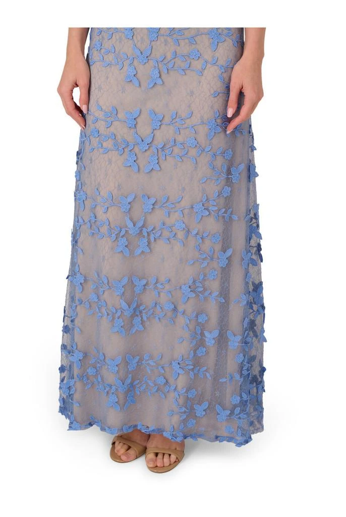 Adrianna Papell Embroidered lace v-neck gown 3