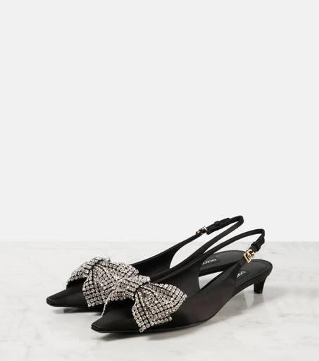 Dolce 
Gabbana Embellished satin slingback pumps 4