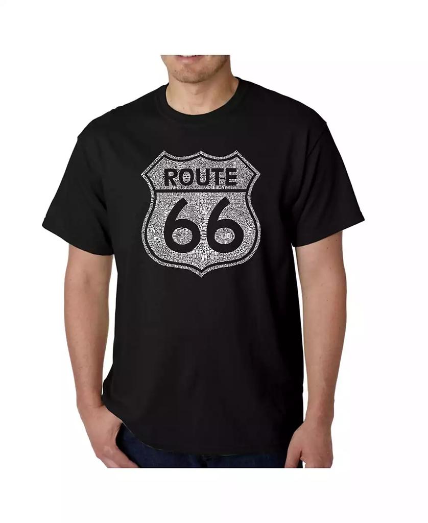 LA Pop Art Mens Word Art T-Shirt - Route 66