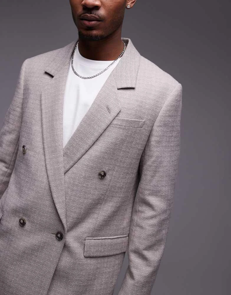 Topman Topman relaxed textured suit jacket in stone 5