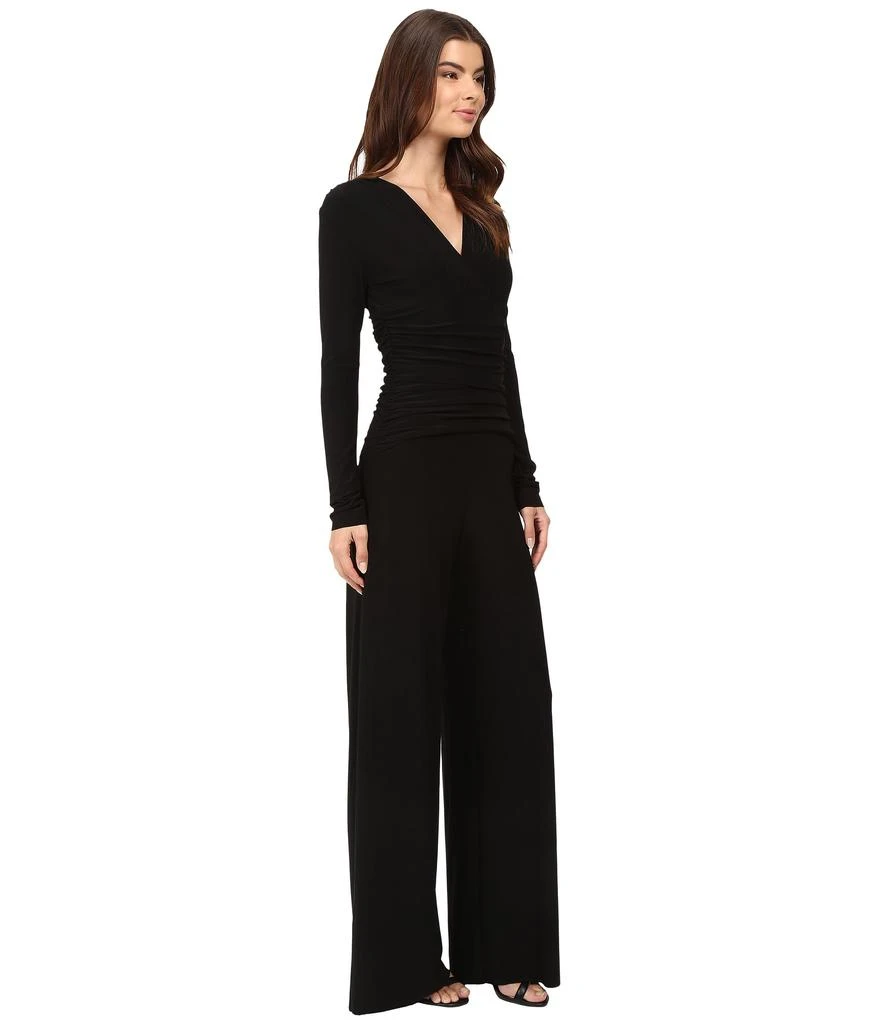 Norma Kamali V-Neck Long Sleeve Shirred Waist Jumpsuit 4