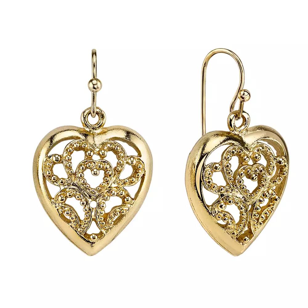 2028 Filigree Heart Drop Earrings