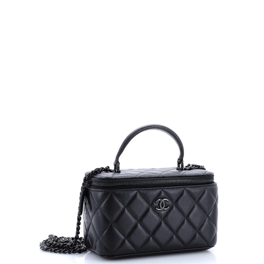 Chanel So Black Top Handle Vanity Case with Chain Quilted Lambskin Small 2