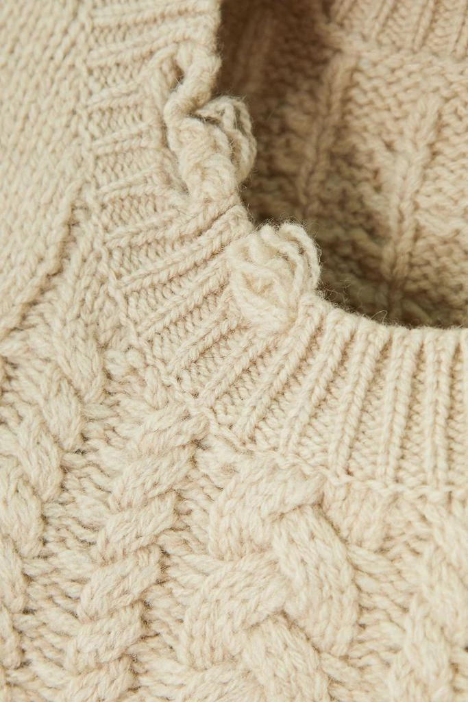 R13 Cropped distressed cable-knit wool sweater 4