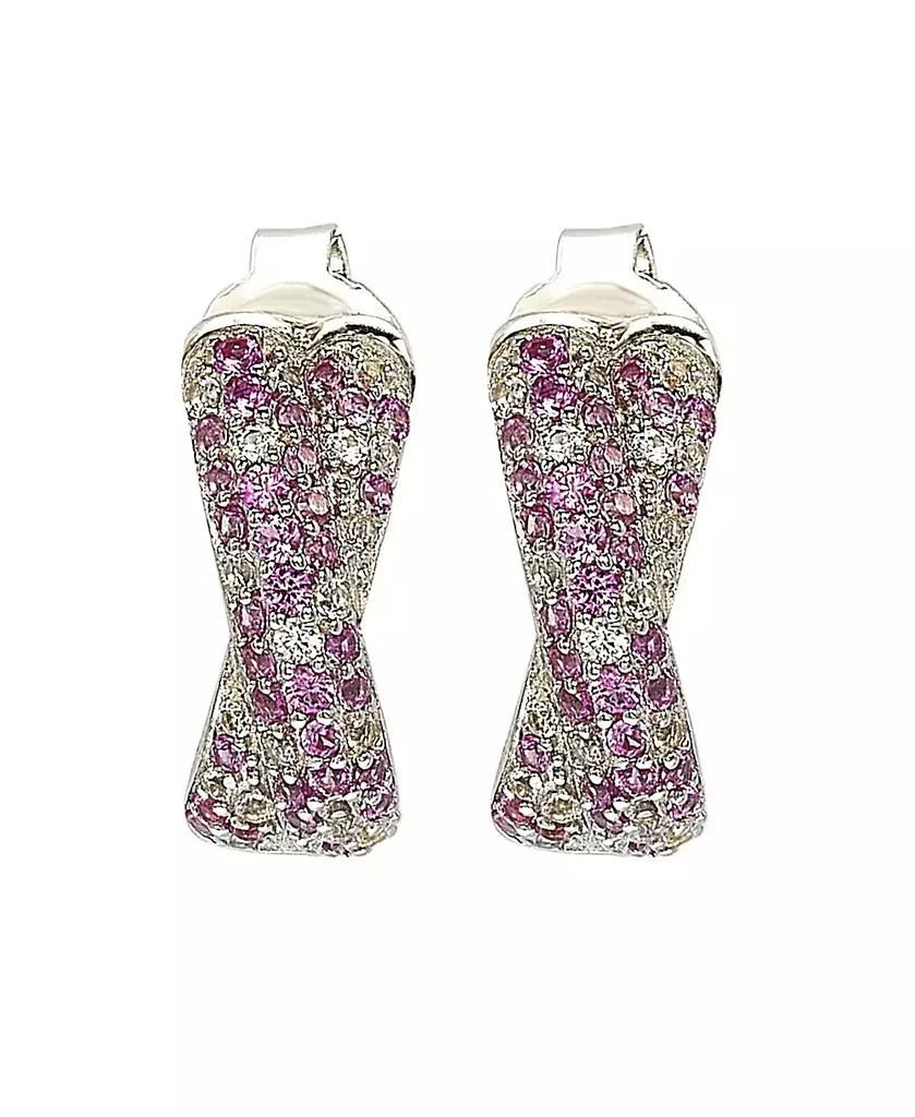 Suzy Levian New York Sterling Silver Sapphire Petite Crossover Pave Earrings