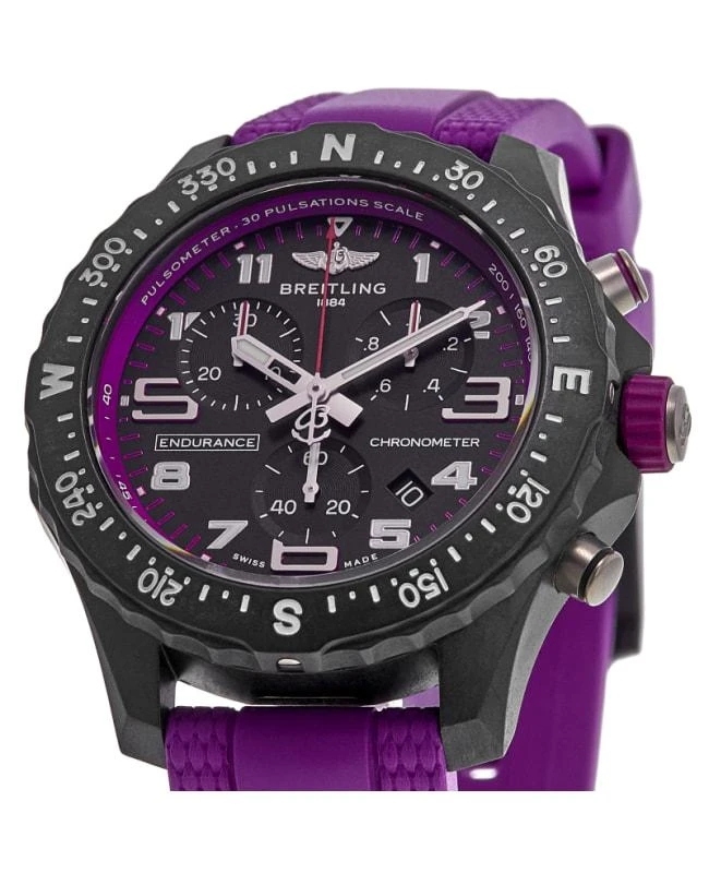 BREITLING Breitling Endurance Pro 38 Chronograph Black Dial Purple Rubber Strap Unisex Watch X83310F61B1S1 2