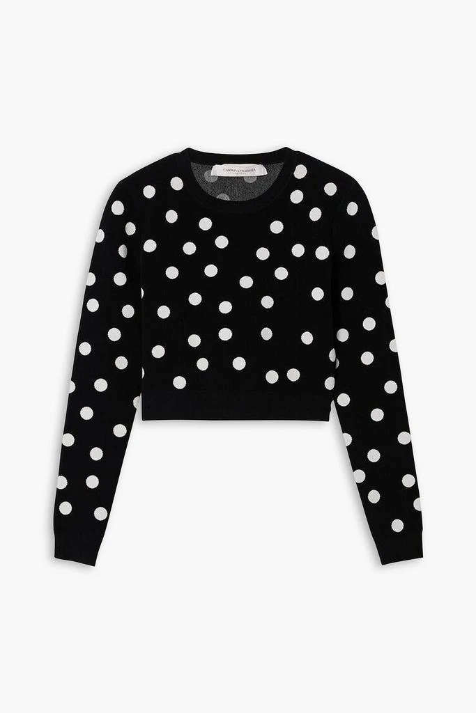 Carolina Herrera Cropped polka-dot stretch-knit top 1
