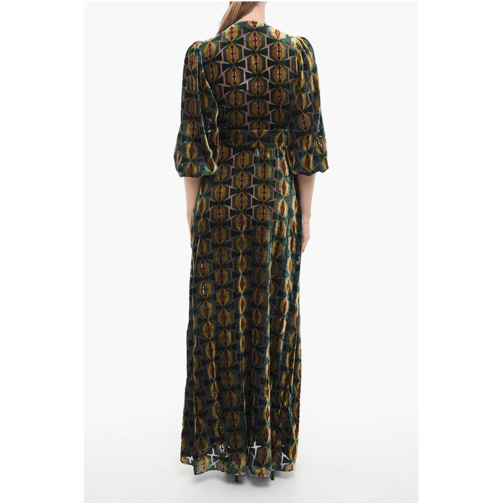 LA DOUBLE J La Double J Velvet CAMERINO Maxi Dress with Front Women's Buttoning
