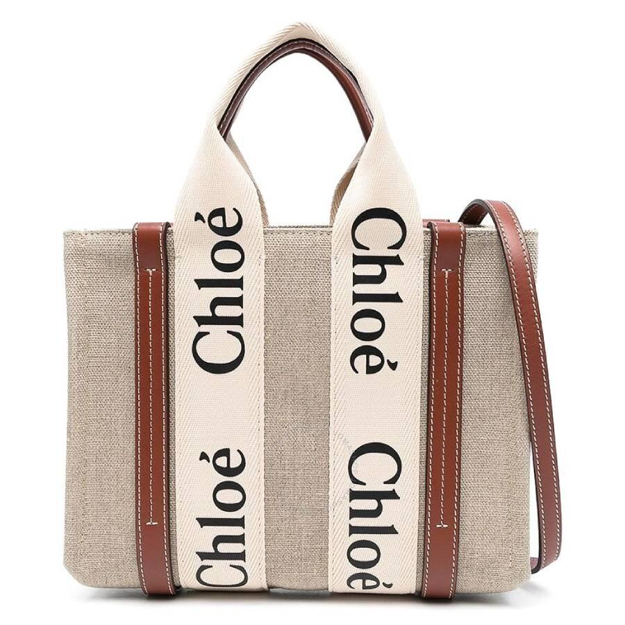 Chloé Chloe Woody Small Linen Tote Bag