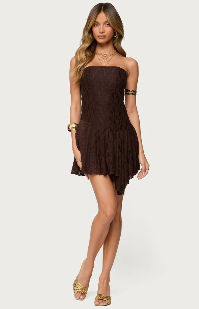 Edikted Elaia Asymmetric Strapless Lace Mini Dress 4