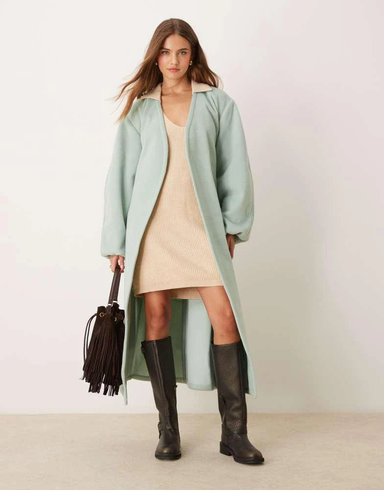 ASOS ASOS DESIGN lightweight longline formal coat in sage 1
