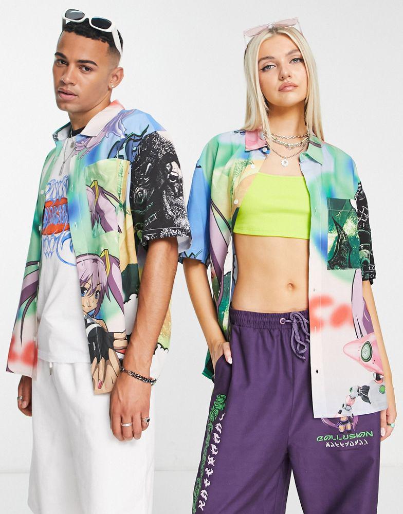 COLLUSION COLLUSION Unisex photographic print shirt in multi