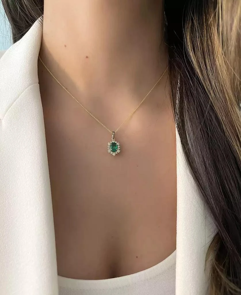 Le Vian Costa Smeralda Emeralds (7/8 ct. t.w.) 
Diamond (1/2 ct. t.w.) Halo Adjustable 20" Pendant Necklace in 14k Gold 2