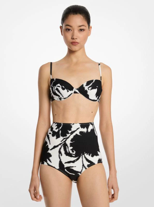 Michael Kors Floral Stretch Nylon Crepe Bikini Top and Brief Set 1