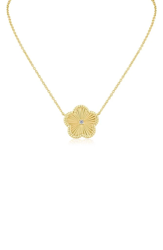 Kenneth Jay Lane Cubic Zirconia Textured Clover Pendant Necklace