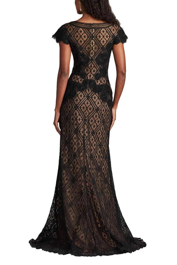 embroidered illusion dress Embroidered Illusion V-Neck Mesh Long Dress V-Back GLGL2971 main image 0