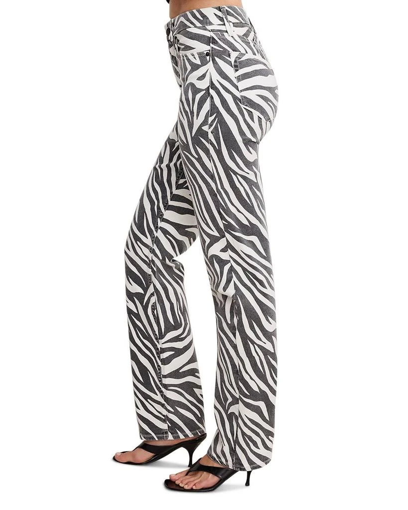Good American Good Icon High Rise Straight Jeans in Cloud White Zebra 4