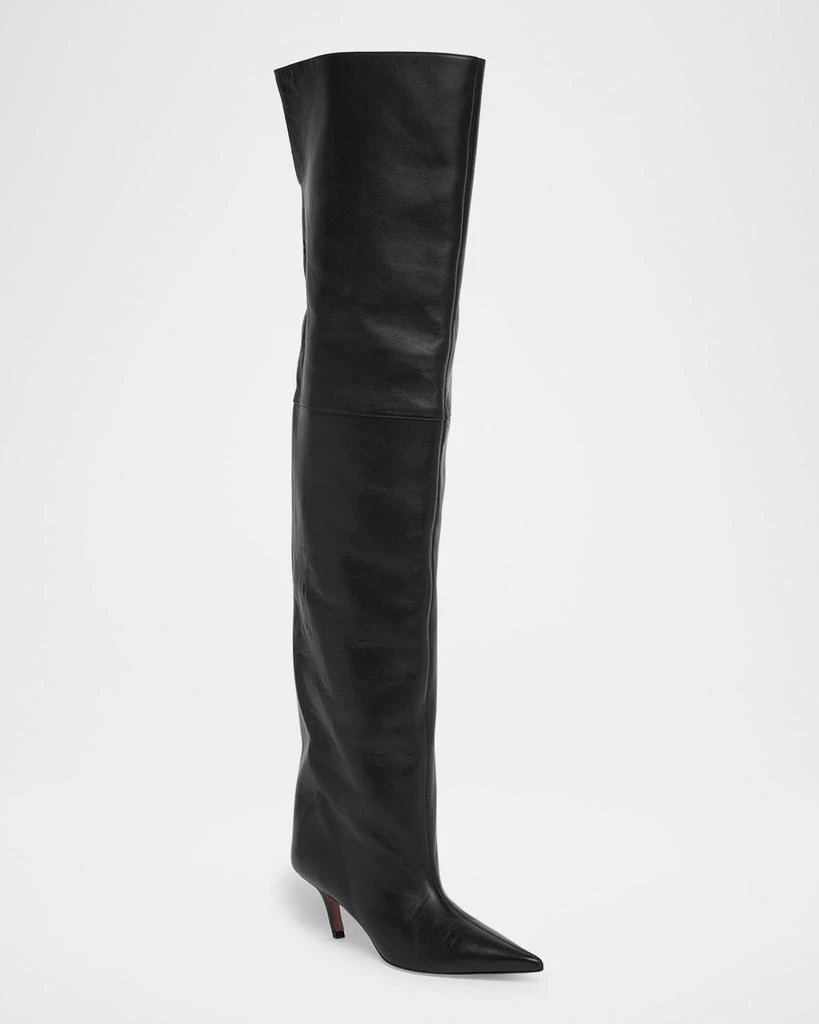 Amina Muaddi Fiona Leather Over-The-Knee Boots 2