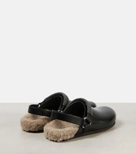 Brunello Cucinelli Monili shearling-lined leather clogs 3