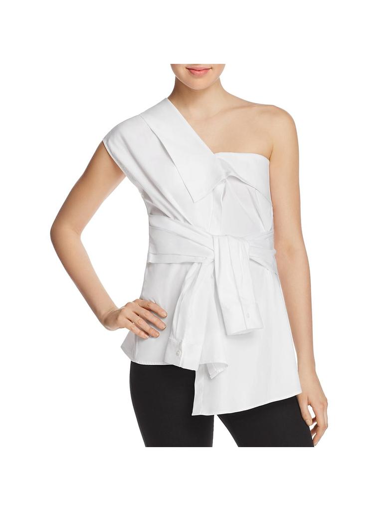 PETERSYN Hadley Womens One Shoulder Tie Waist Blouse