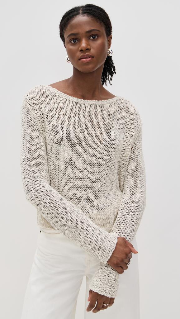 James Perse Cotton Linen Open Knit Pullover