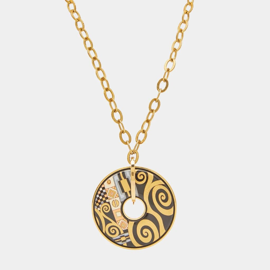 Frey Wille FreyWille Gustav Klimt Adele Bloch-Bauer Luna Piena Fire Enamel Gold Tone Pendant Necklace 1