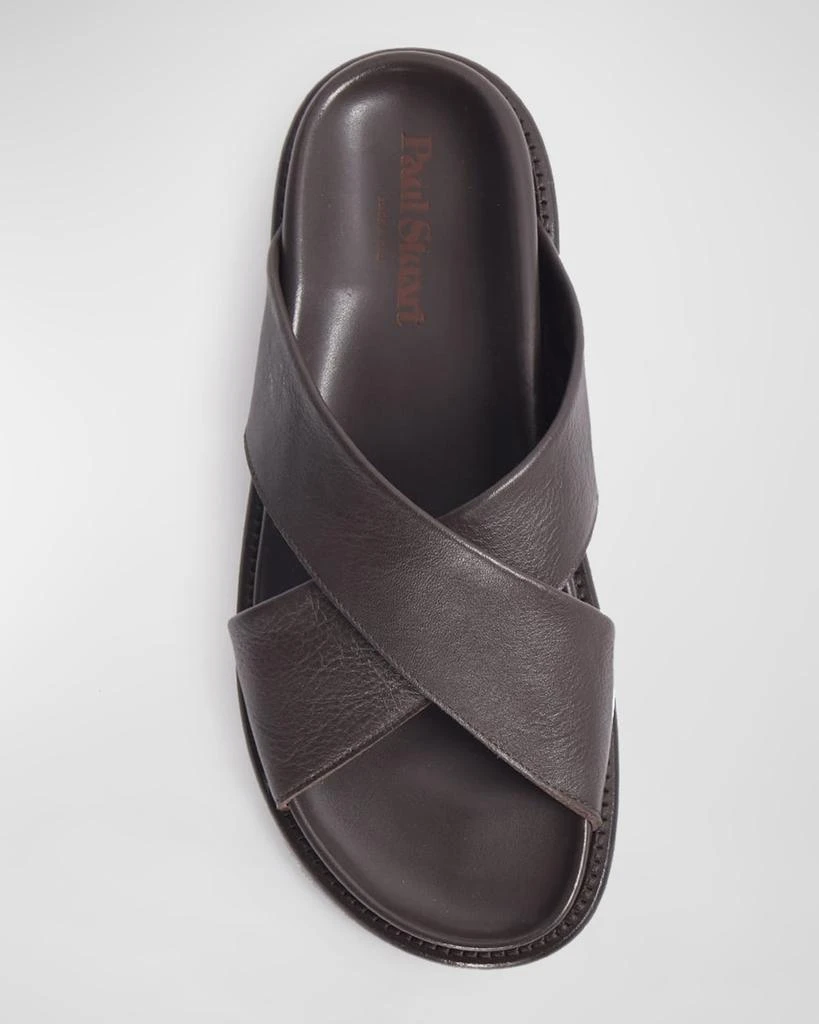 Paul Stuart Men's Punta Crisscross Leather Slide Sandals 3