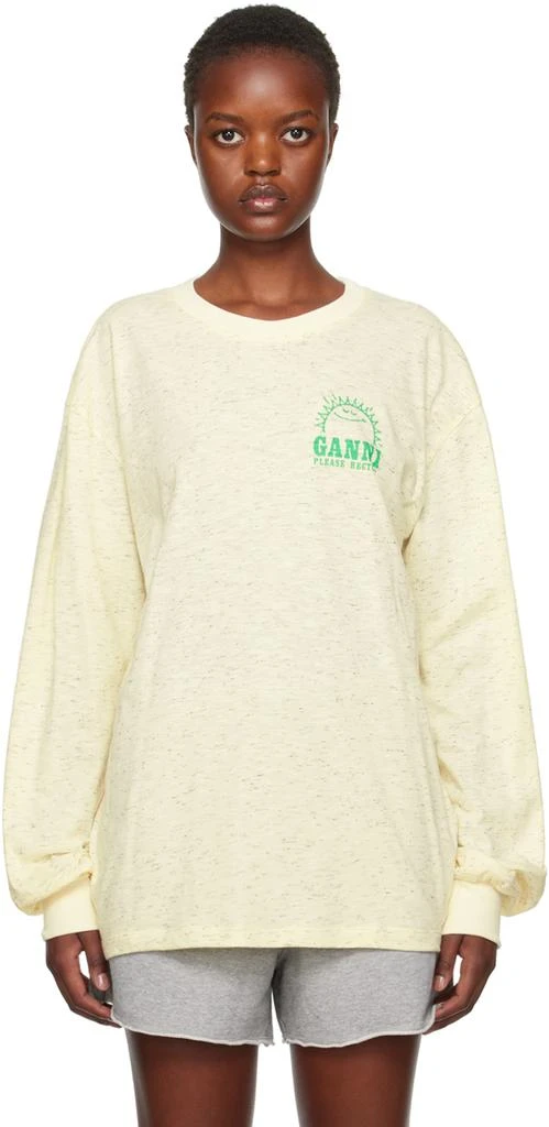 Ganni Yellow Printed Long Sleeve T-Shirt 1