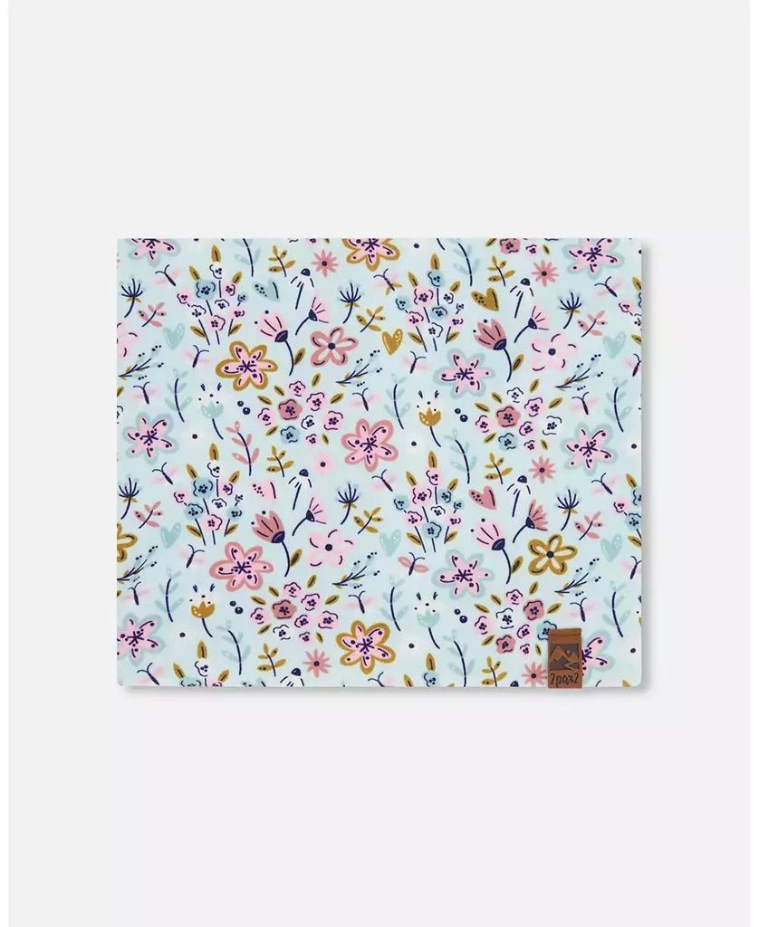 Deux par Deux Baby Girls Stretch Jersey Neck Tube Blue Mini Flower Print