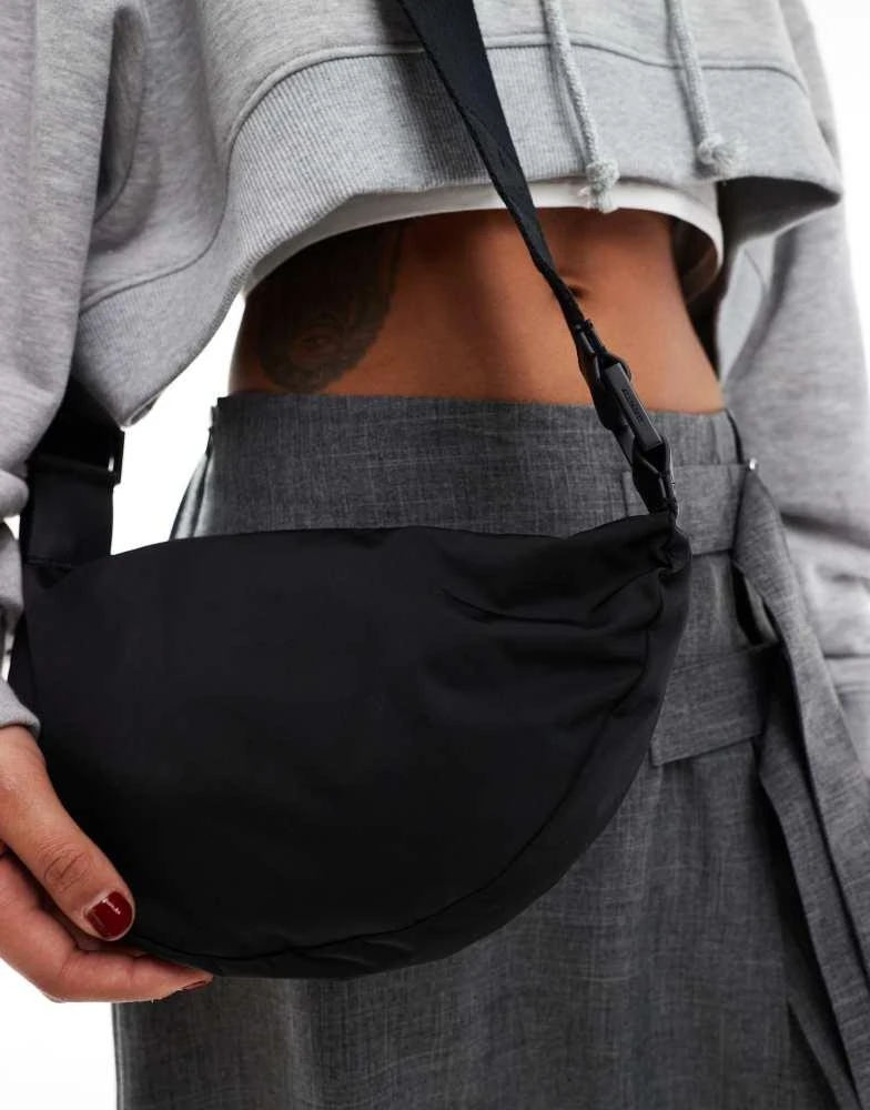 ALL SAINTS AllSaints Half Moon nylon crossbody bag in black 3
