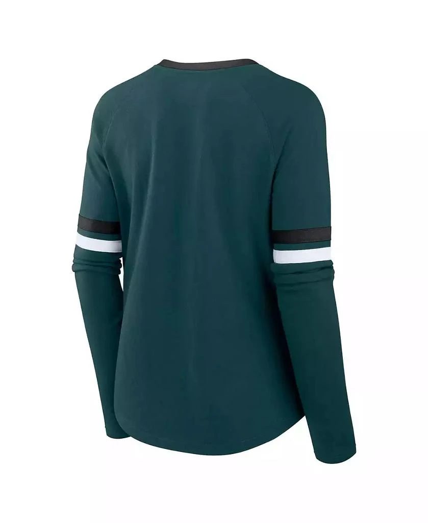 Fanatics Women's Green Philadelphia Eagles Plus Size Won Done Lace-Up V-Neck Long Sleeve T-Shirt 2