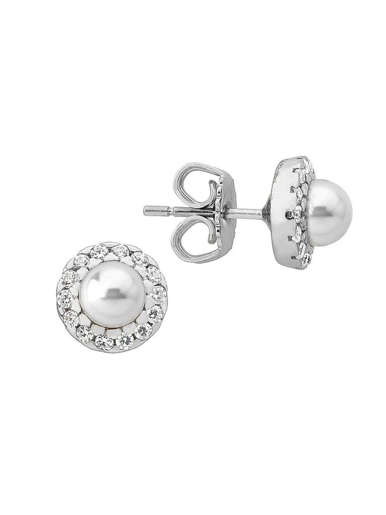 Majorica Cometa Rhodium-Plate, Crystal & Faux Pearl Stud Earrings 2