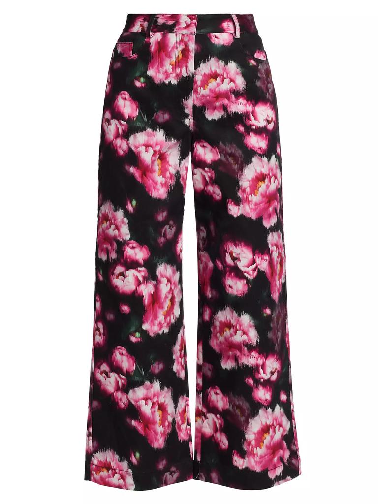 Adam Lippes Alessia High-Rise Floral Wide Crop Jeans