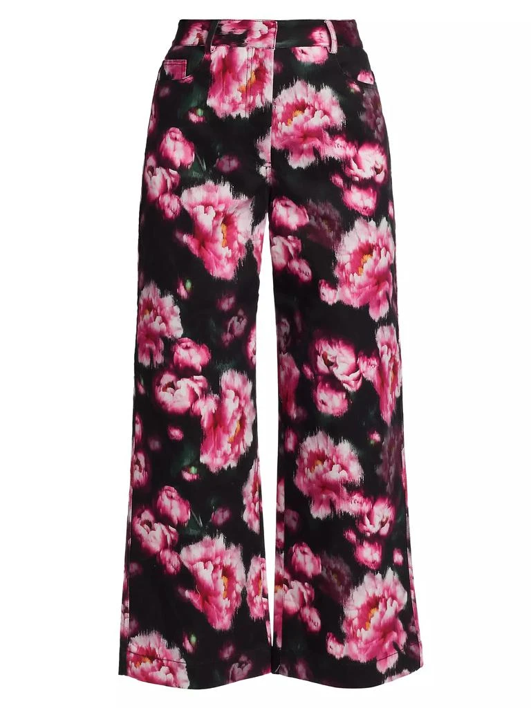 Adam Lippes Alessia High-Rise Floral Wide Crop Jeans 1