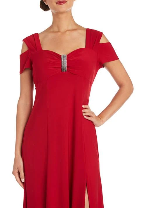 R & M Richards M Richards Long Cold Shoulder Dress 3