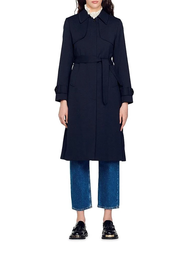 Sandro Trench Coat with Pleated Inset 3