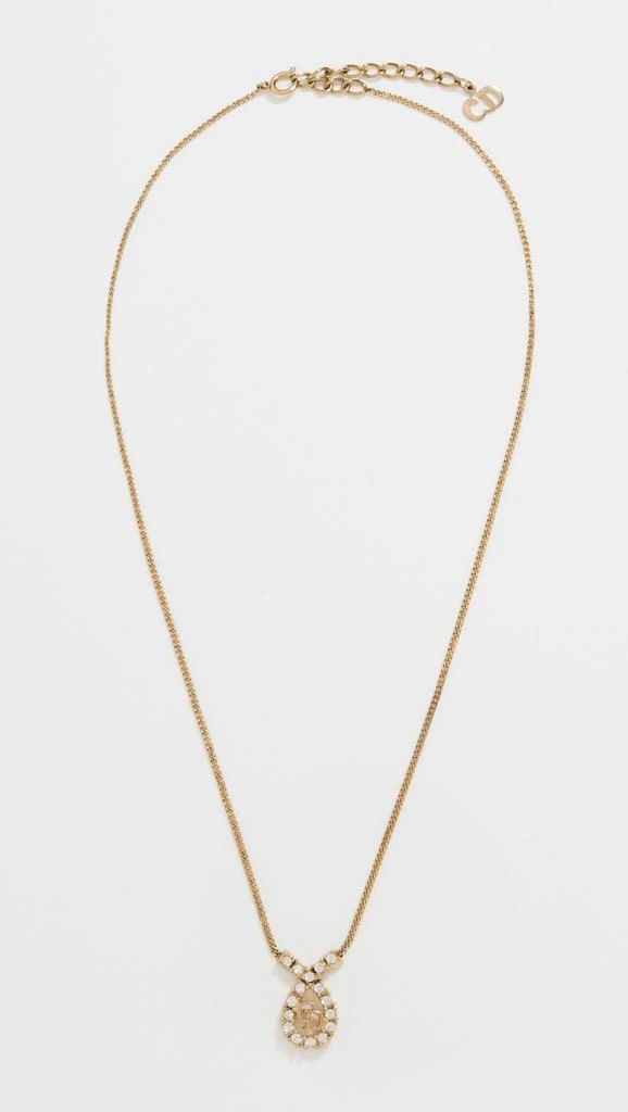 What Goes Around Comes Around Dior Gold Crystal CD Necklace 2
