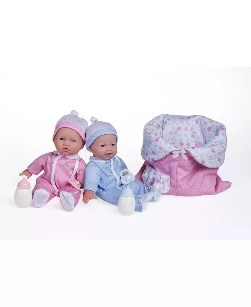 JC TOYS La Baby 12.5" Small Soft Body Dolls Washable Twins Sleeping Bag Gift Set
