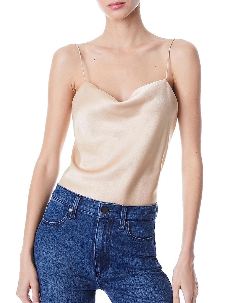 Alice + Olivia Harmon Draped Satin Tank Top 3