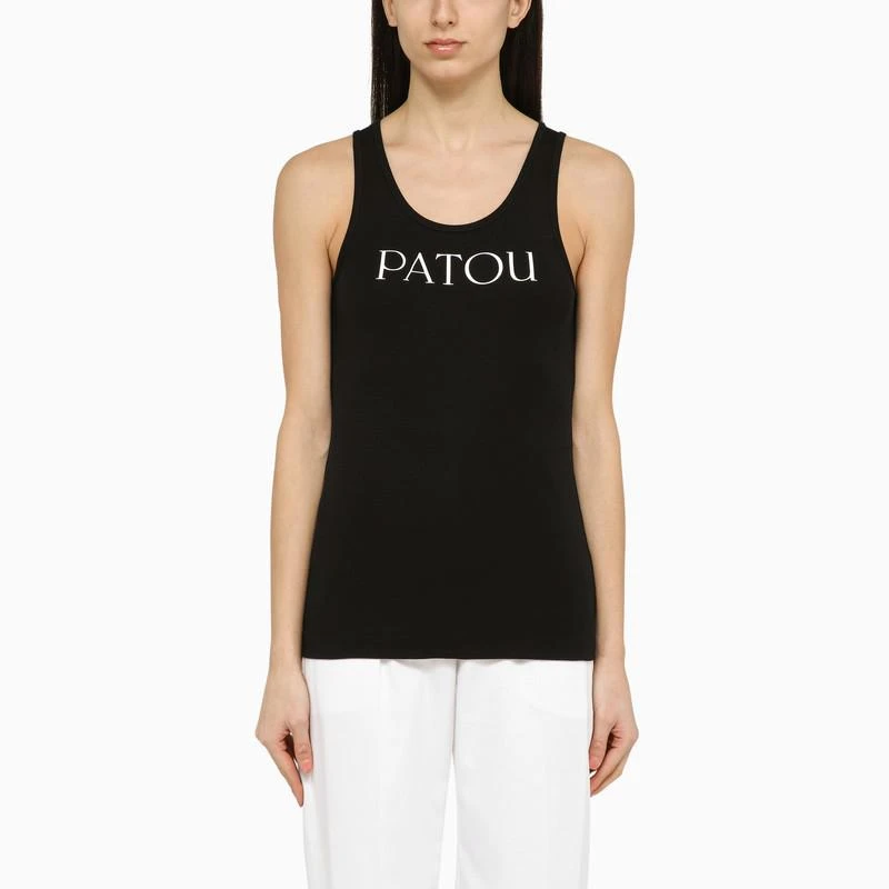 Patou Black tank top with logo 1