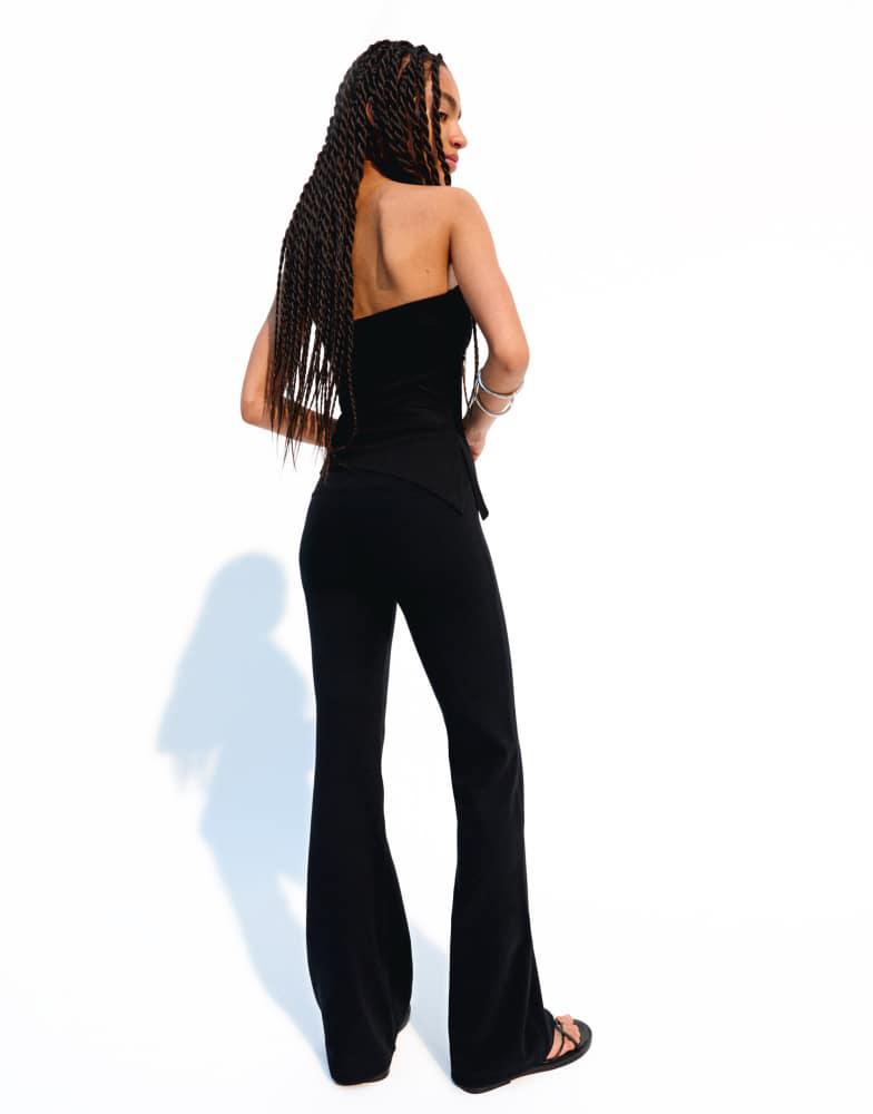 Bershka Bershka flared trousers in black