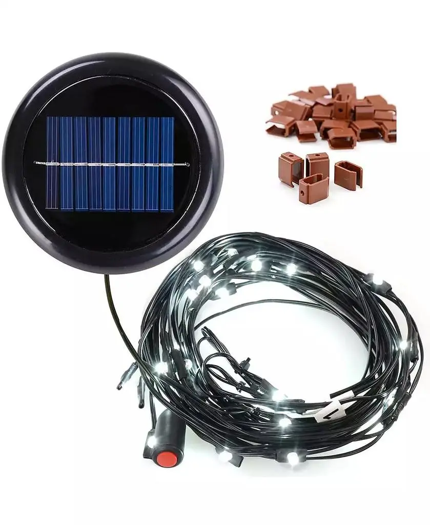 Yescom 40 LED Solar String Light Cool White Fit for 8-Rib 8ft 9ft Wooden Outdoor Patio Umbrella