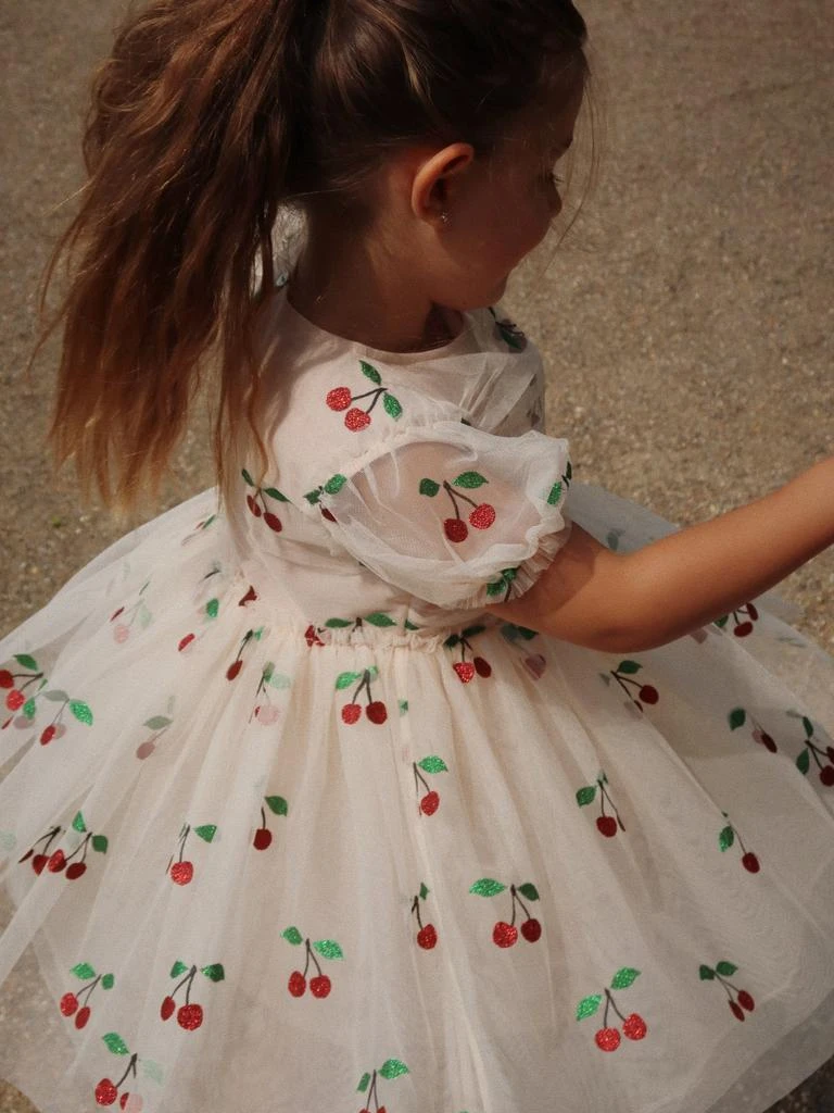 Konges Slojd Girls Tullie Cherry Dress in Ivory 2