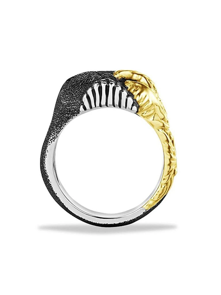 David Yurman Waves Skull Ring with 18K Yellow Gold 4