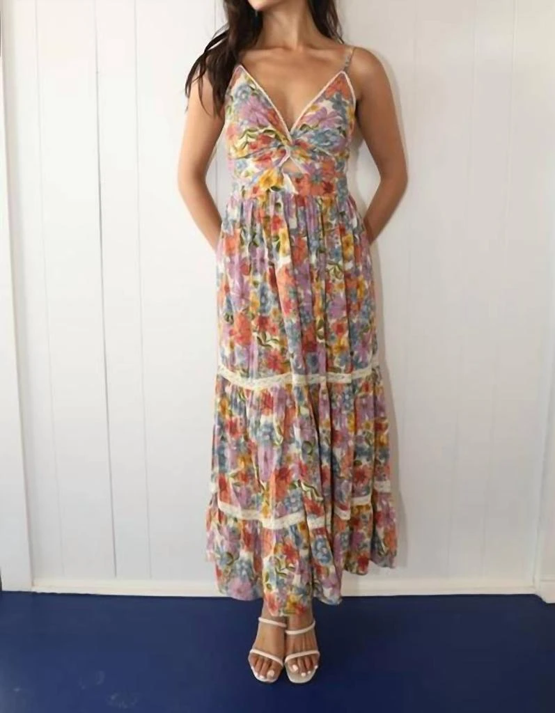Angie Angie - V Neck Twist Front Maxi Dress With Lace 1